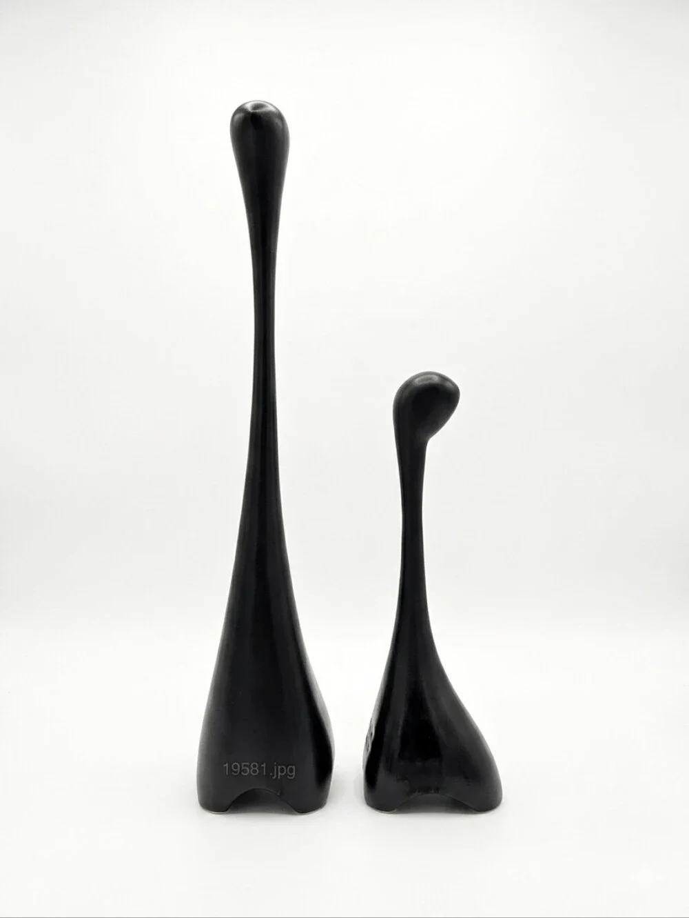 Vintage Louise Hederstrom Black Giraffe Sculptures Modernist Minimalist Nursery
